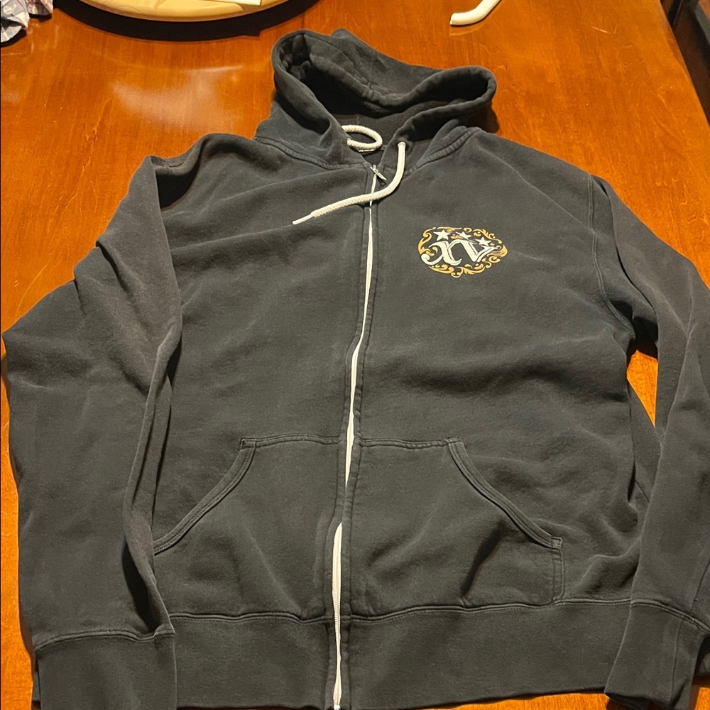 Source Unknown Black Hoodie with Gold Emblem